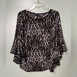 Coco Bianco Animal Print Flare Sleeve Blouse 1X